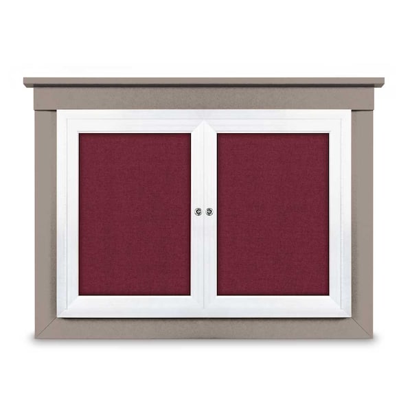 36"x36" 1-Door Enclosed Letterboard, Burgundy Vinyl/Cherry